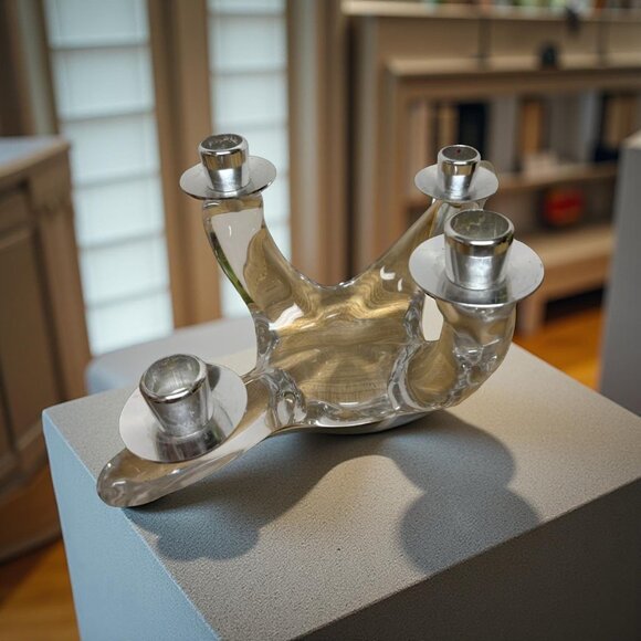 Krislux Modernist Crystal Candle Holder – 4 Arm Sculptural Mid-Century Modern Sc - Picture 11 of 11